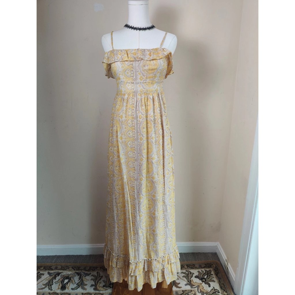 Juicy Couture Silk Blend Maxi Tiered Peasant Ruffle Dress Size 0